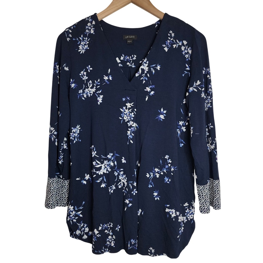 J. Jill Tunic Women's Small Wearever Collection‎ Floral Top Blue